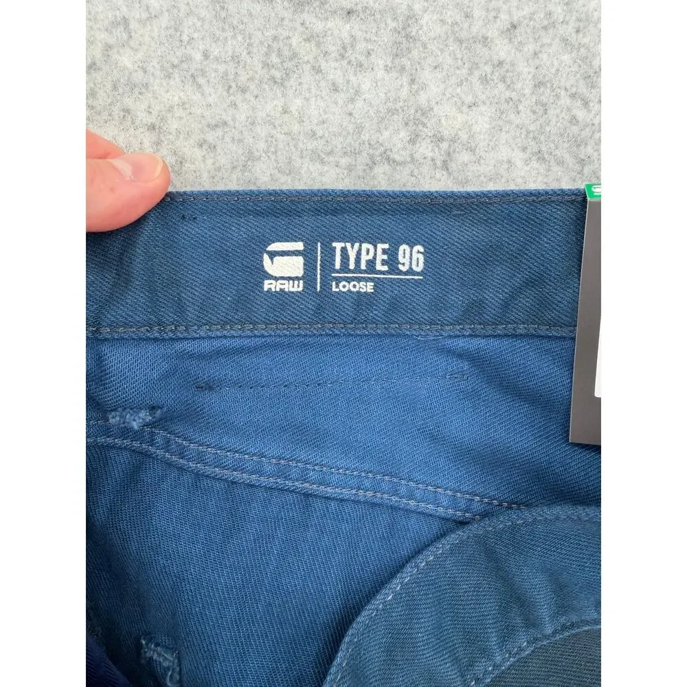 NWT G-Star Raw Type 96 Loose Sea Blue Vintage Wash Jeans Denim Size 36/32